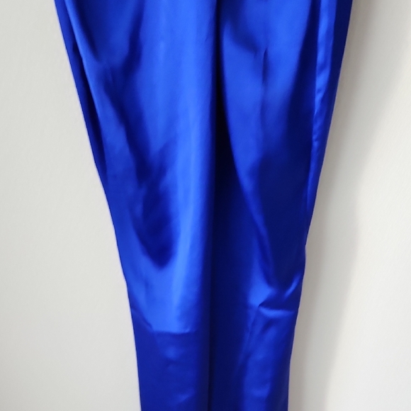 Forever 21 Royal Blue Maxi Slip Sheath Dress Cami Straps High Slit Sz L NWT - Picture 6 of 16